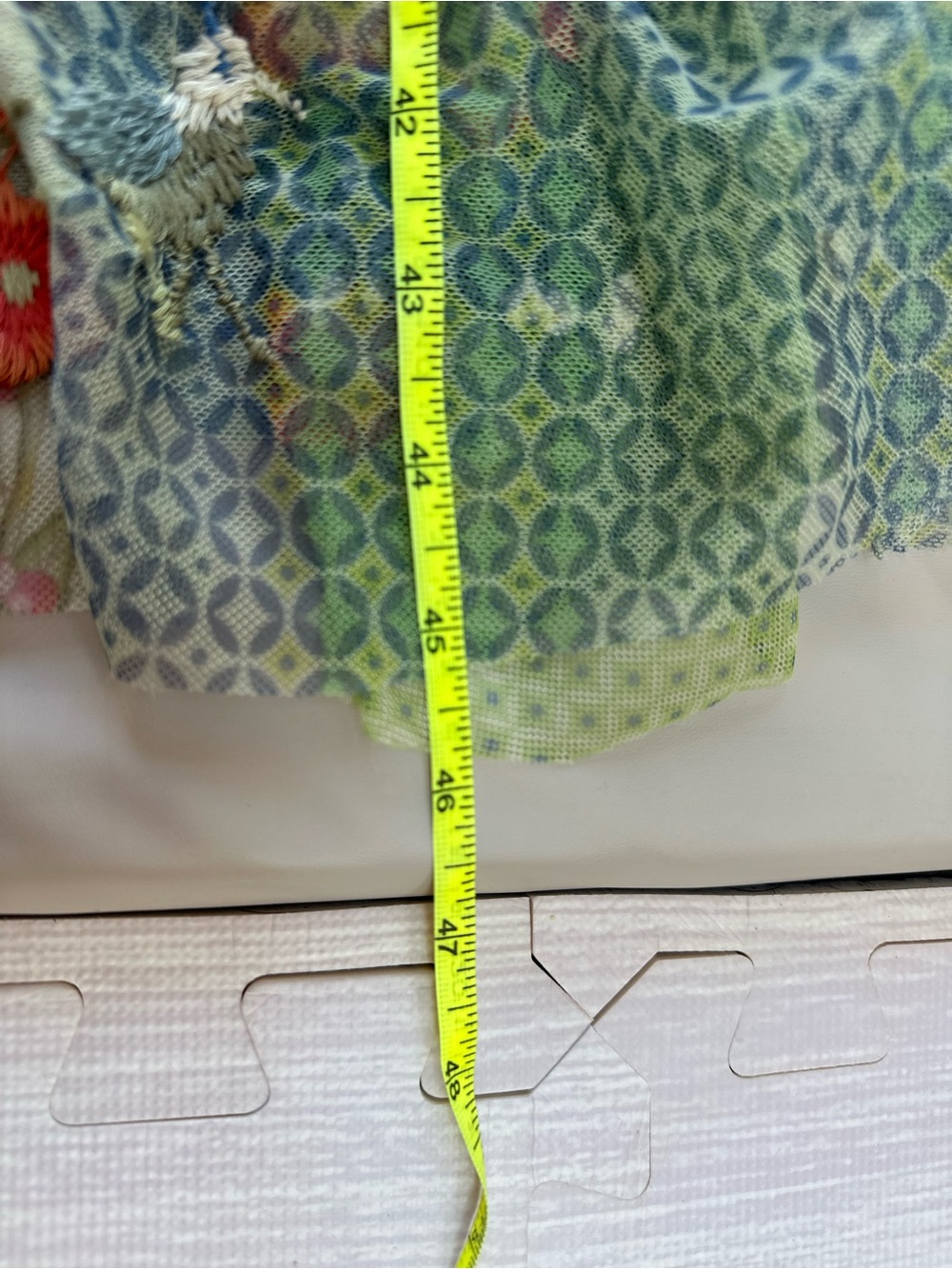 Johnny Was Sheer Floral Embroidered Top in Coral, Blue and Green - Picture 11 of 11